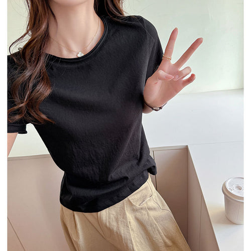 Damen Basic T-Shirt aus weicher Baumwolle mit Rundhalsausschnitt WW