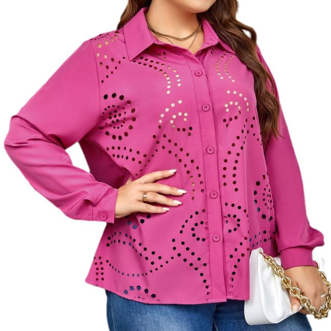 Damen Bluse mit einzigartigem Lochmuster und eleganten Details W&W Mode