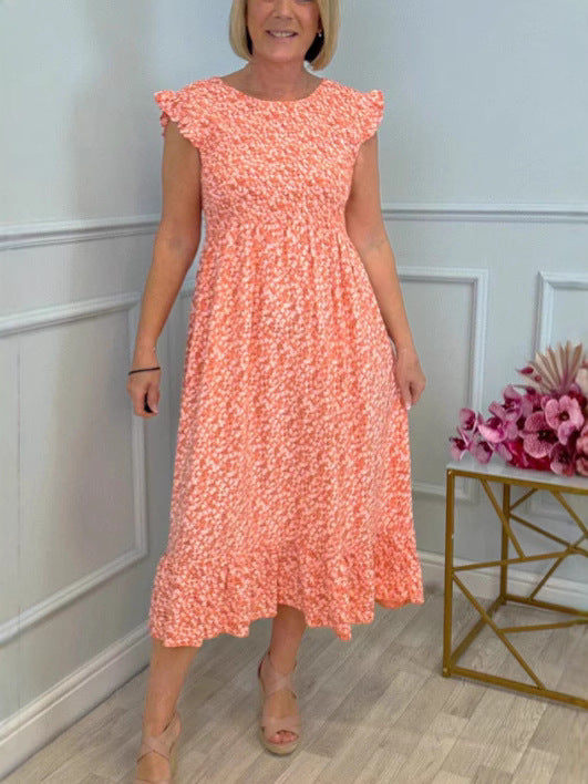 Damen luftiges Maxikleid mit Rüschen und floralem Design WW