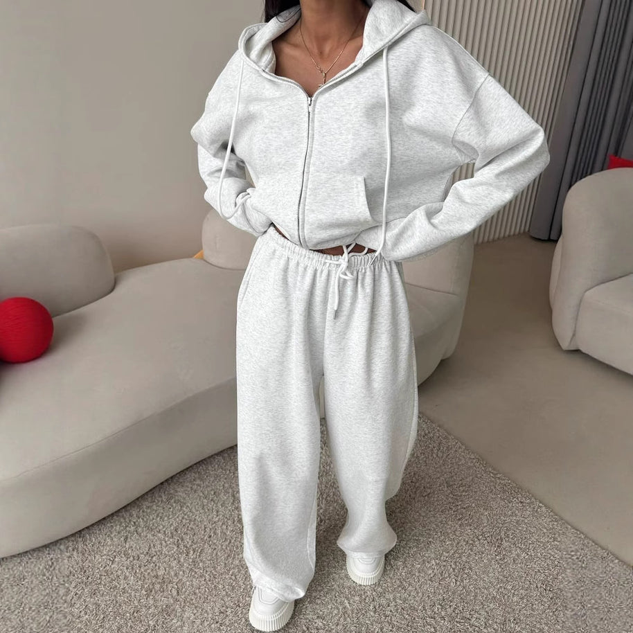 Damen bequemer und eleganter Hoodie mit weiten Hosen WW