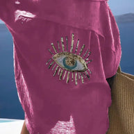 WW | Reverskragen Baumwoll-Leinen-Shirt für Frühling/Sommer