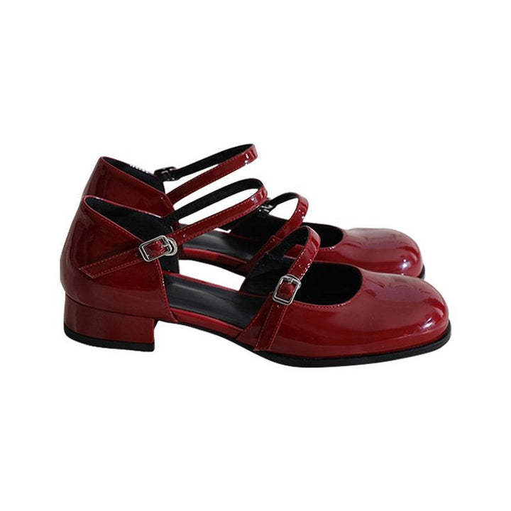 Damen-Mary-Jane-Schuhe mit Zier-Riemchen und Blockabsatz