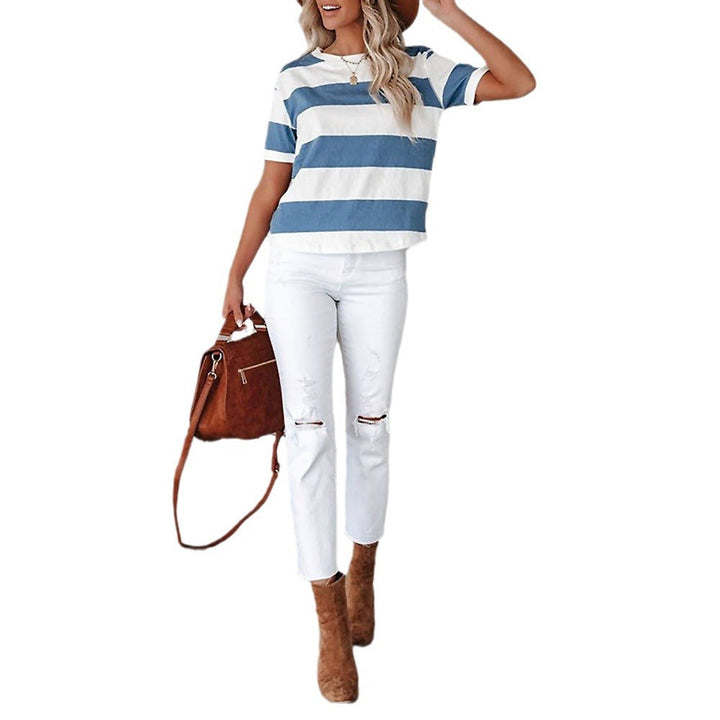 Damen stylisches gestreiftes T-Shirt W&W Mode