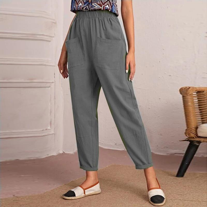 Damen Bequeme Chino-Hose mit elastischem Bund und praktischen Taschen WW