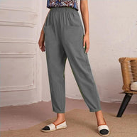 Damen Bequeme Chino-Hose mit elastischem Bund und praktischen Taschen WW