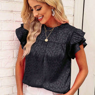 Damen Bluse mit modischen Rüschendetails und elegantem Leopardenmuster WW