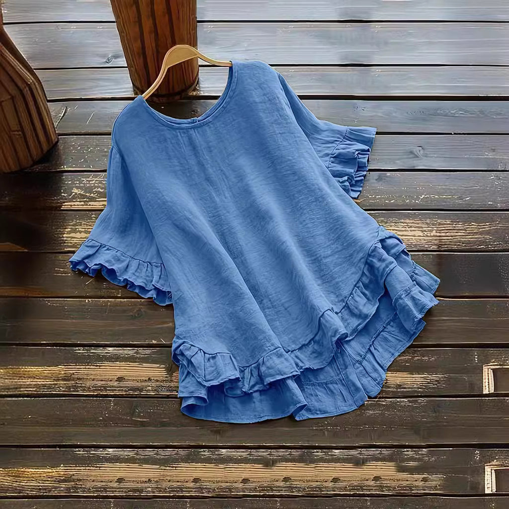 Damen lässiges Oberteil mit Rüschendetails und weit geschnittenem Design WW