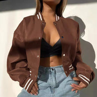 Damen Sportliche Collegejacke im modernen Design mit kontrastierenden Streifen WW