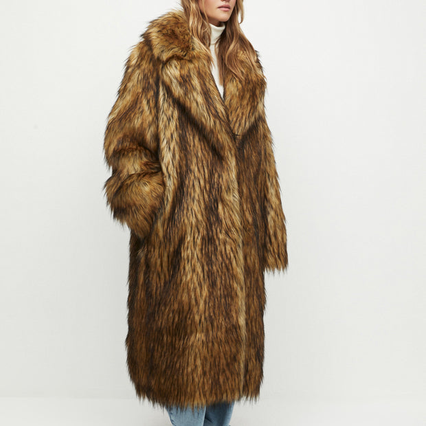 Damen Retro-Inspirierter Kunstpelzmantel WW