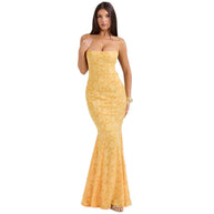 Damen Figurbetontes Abendkleid mit luxuriösem Spitzenmuster und elegantem Schnitt WW