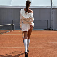 Damen Sportliches Lounge-Set mit cropped Jacke und Shorts WW