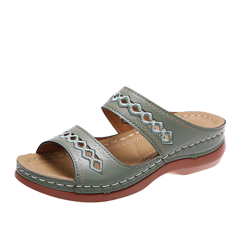 Damen Clogs mit verzierten Riemen und ergonomischem Fußbett WW