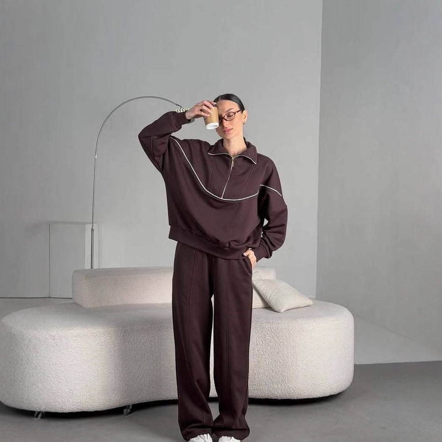 Damen Fleece Trainingsanzug mit Reißverschluss WW