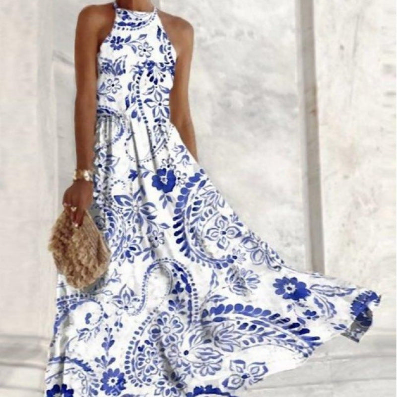Damen Maxikleid mit elegantem Stehkragen und fließendem Rock W&W Mode