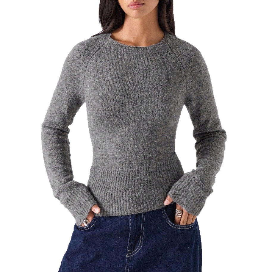 Damen Strickpullover mit geripptem Saum und bequemem Schnitt WW