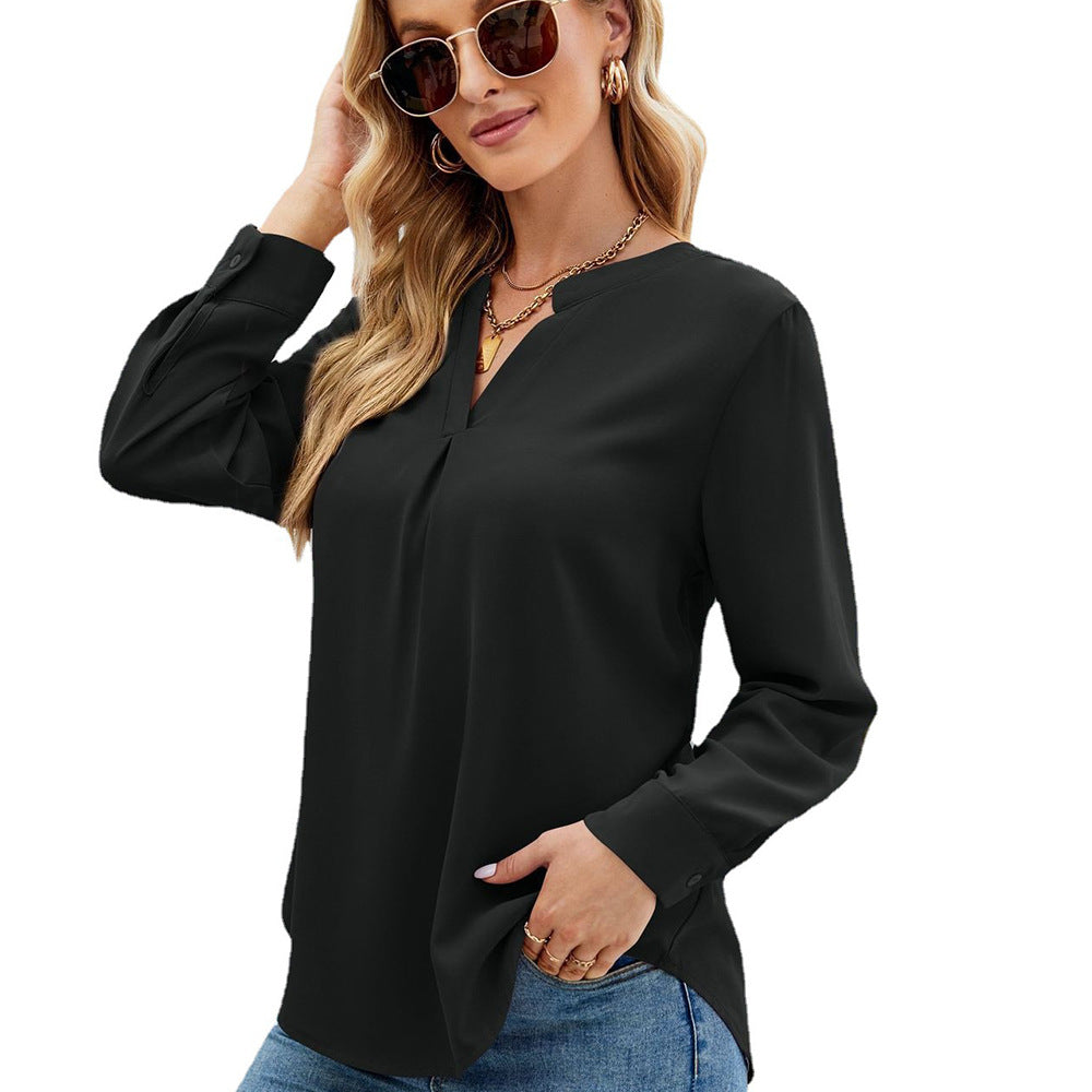 Damen Bluse mit femininer V-Ausschnittgestaltung und elegantem Schnitt WW