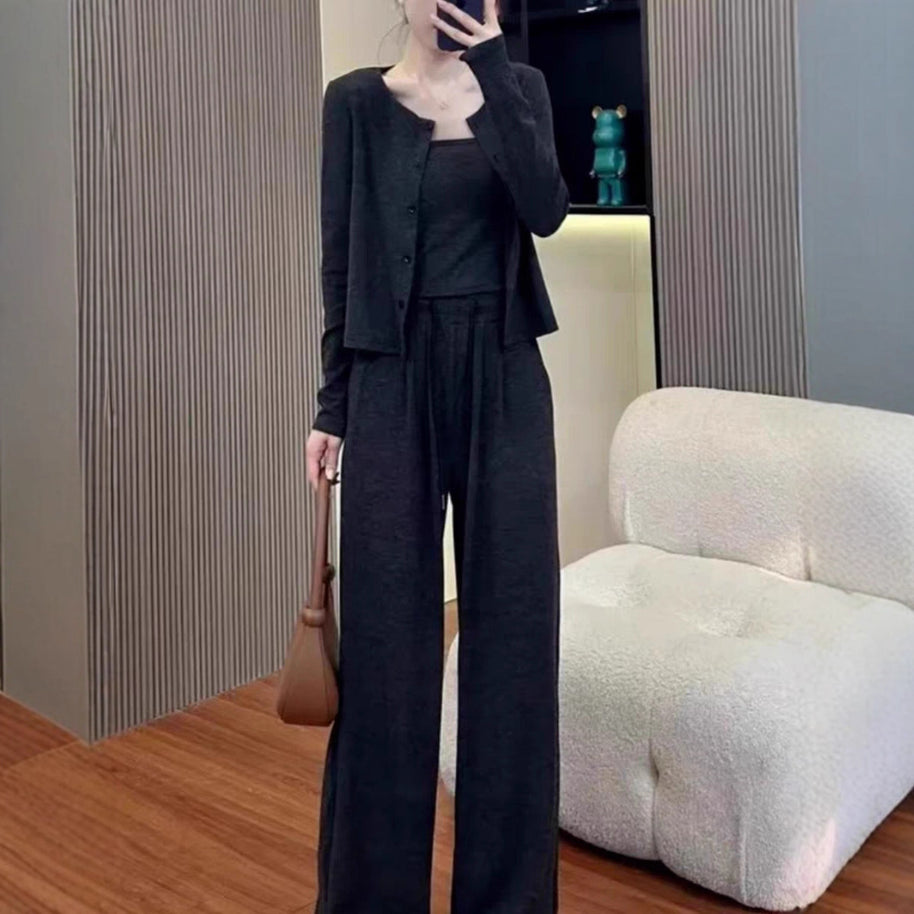 Damen Bequemes und lässiges Strick-Loungewear-Set WW