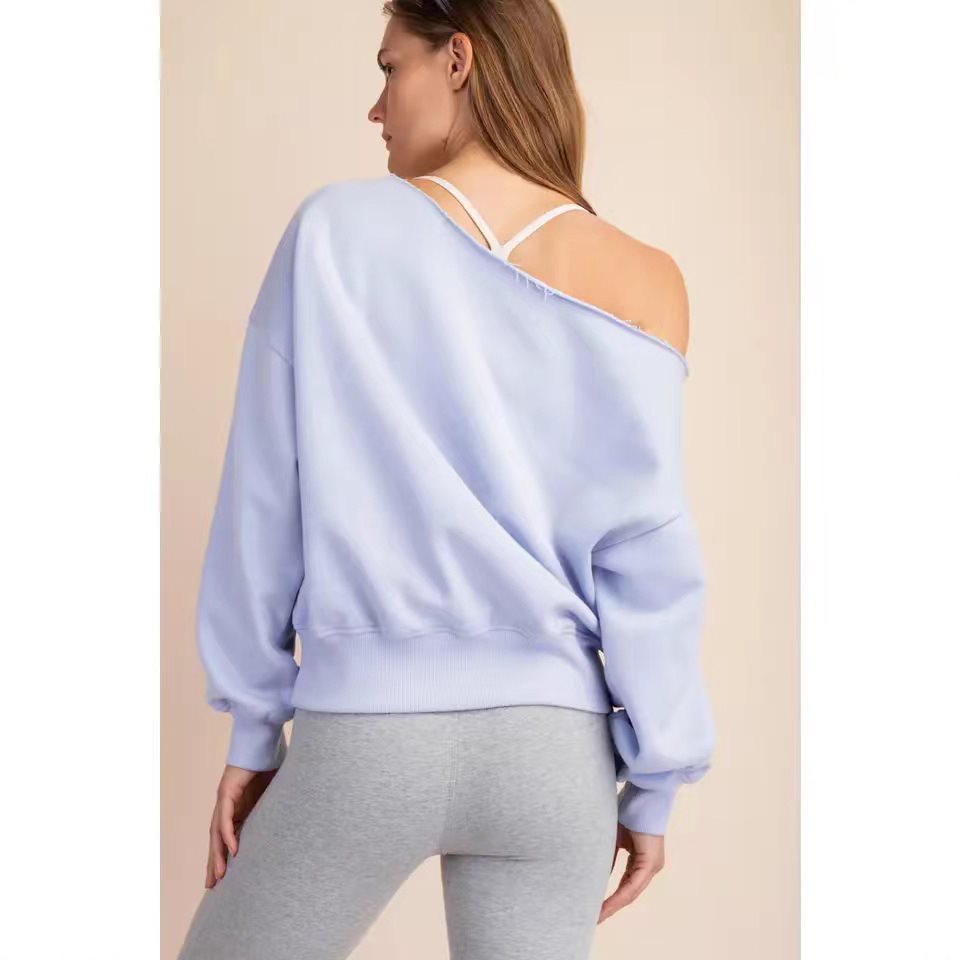 Damen Relaxed Oversized Sweatshirt mit asymmetrischem Ausschnitt und tiefem Kragen WW