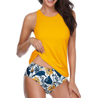 WW | Hochgeschlossenes Halter Scoop Back Tankini Mit Shorts