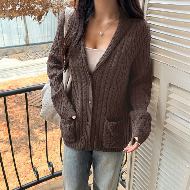 Damen Strickjacke mit Rippstruktur und Knopfverschluss WW