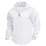 Herren strukturierter Fleece-Pullover mit hohem Kragen und halbem Reißverschluss WW