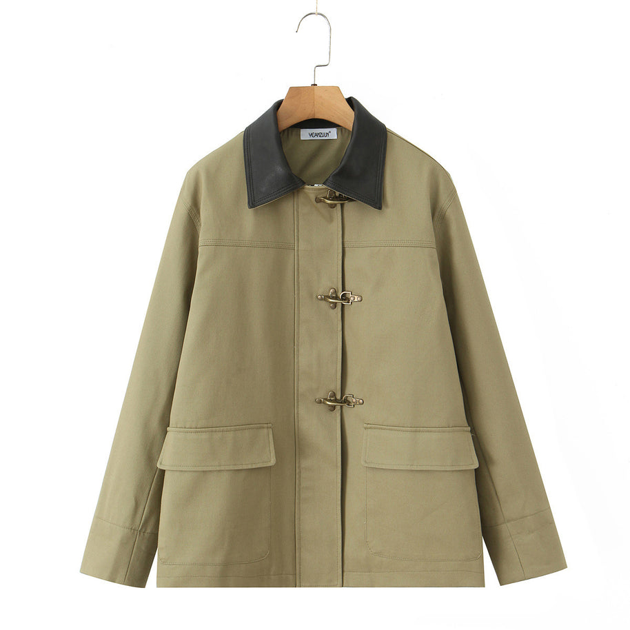 Damen strapazierfähige Arbeitsjacke mit elegantem Kragen und praktischen Taschen WW