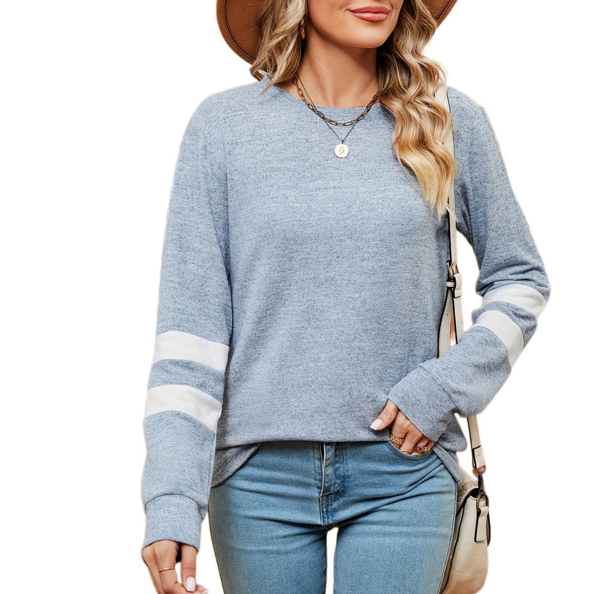 Damen sportliches Sweatshirt mit dekorativen Streifendetails WW