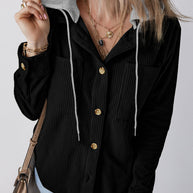 Damen Sportlich-elegante Hemdjacke mit Kapuze und praktischen Taschen WW