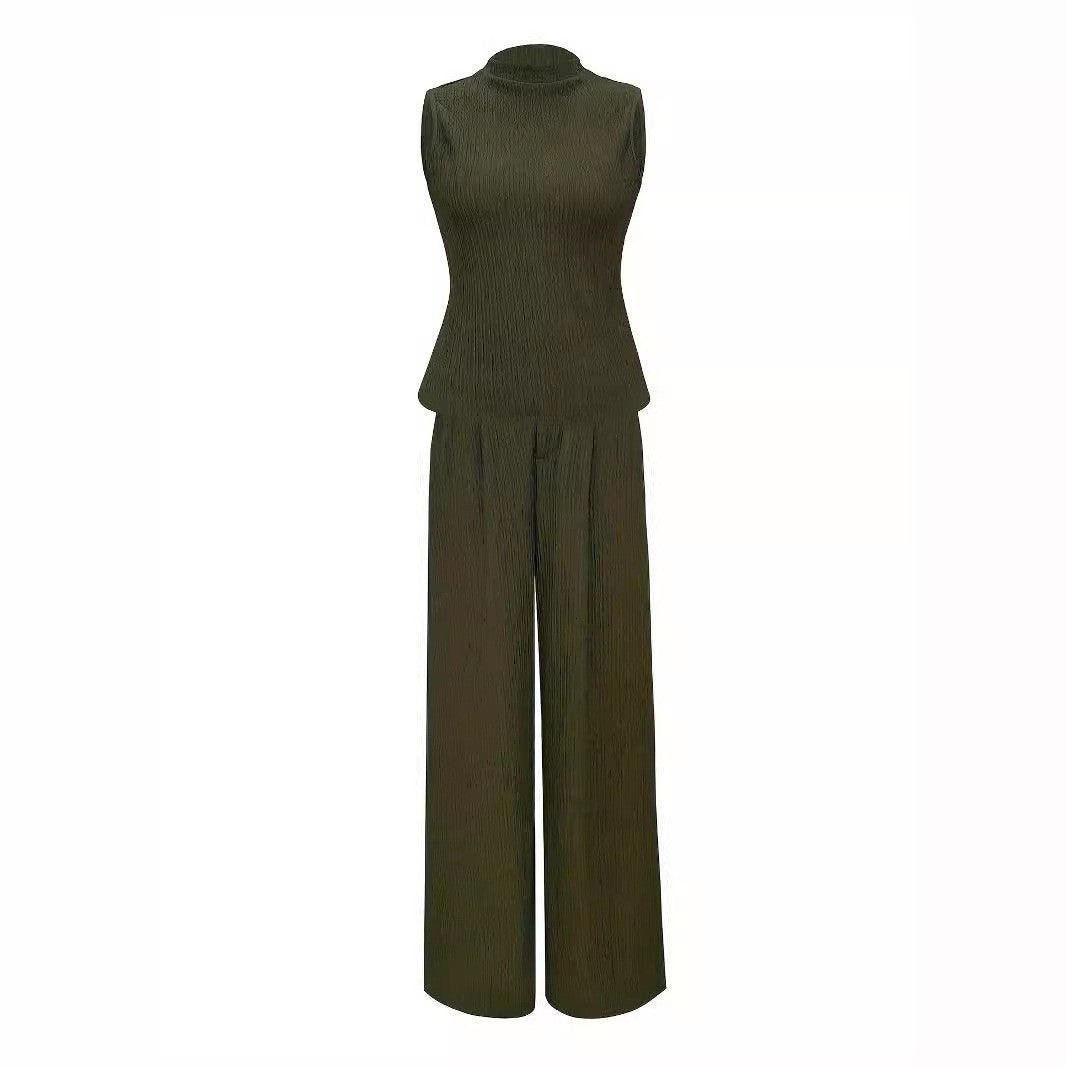 Damen eleganter Jumpsuit mit Rippstruktur und hochgeschlossenem Kragen W&W