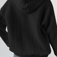 WW Jacquard Kapuze Schnürung langärmliges lockeres Sweatshirt