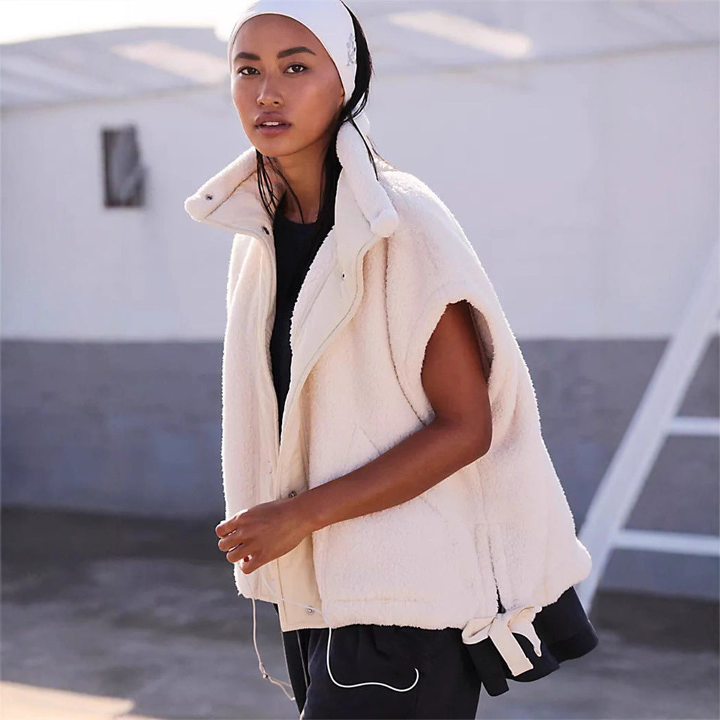 Damen Sportliche Fleece-Jacke mit hohem Kragen und Weitenregulierung WW