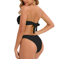 Damen Bandeau-Bikini-Set mit strukturiertem Material und regulierbaren Trägern WW
