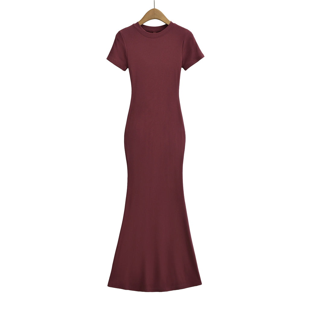 Damen Figurschmeichelndes Maxikleid mit kurzem Ärmel und elegantem Schnitt WW