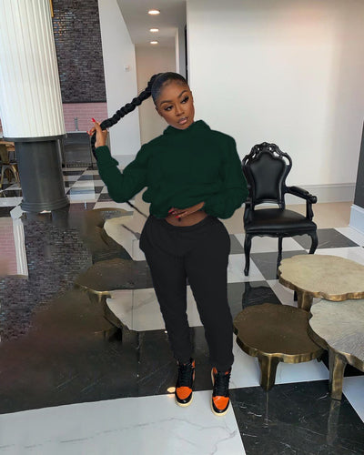 Damen sportliches Hoodie- und Jogginghosen-Set mit elastischem Bund und praktischen Taschen WW