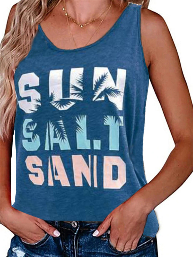 Damen ärmelloses Freizeitshirt mit trendigem Grafikdesign WW