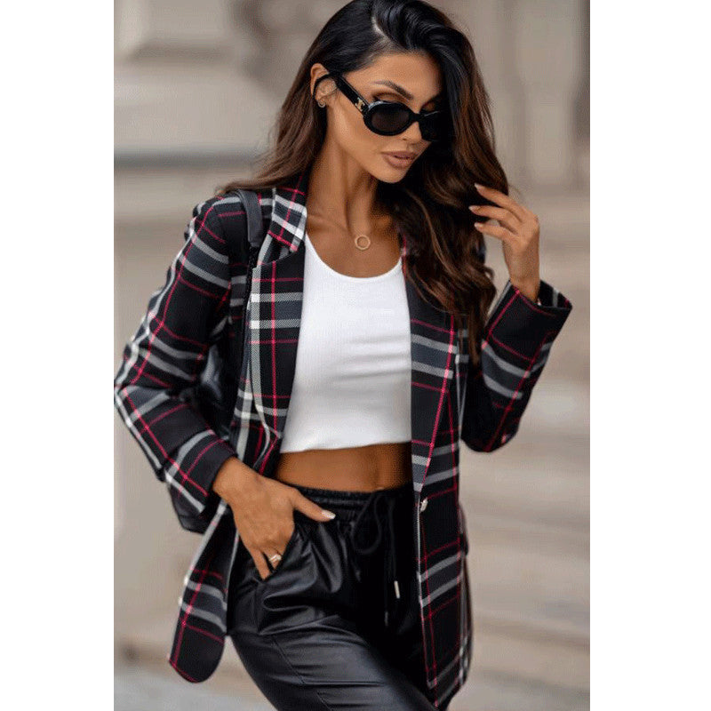 Damen Karierter Blazer WW