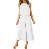 Damen Luftiger Jumpsuit mit schwingendem Bein und ärmellosem Design WW