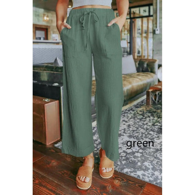 Damen Bequeme Sommerhose mit weit geschnittenem Bein und praktischen Taschen WW