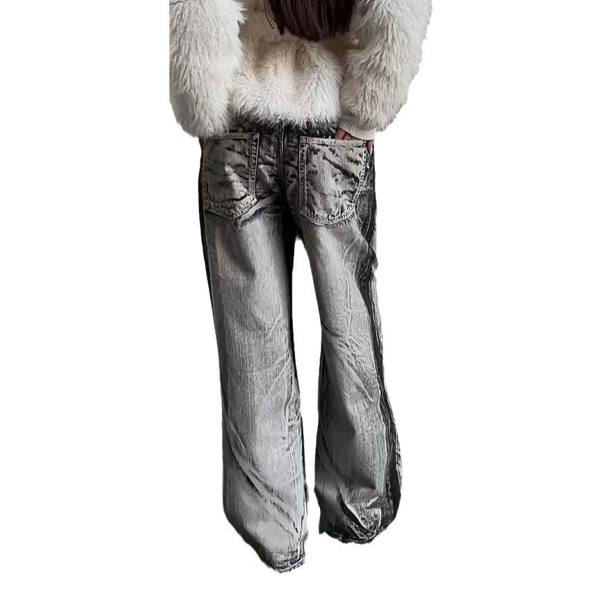 Damen Baggy-Jeans mit einzigartigem zweifarbigen Design WW