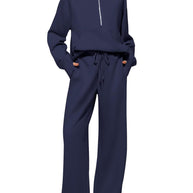 Damen sportliches Sweatset mit hohem Kragen und weitem Bein WW