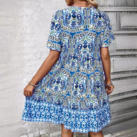 Damen Baumwollkleid mit boho-inspiriertem Muster WW