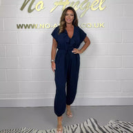 Damen eleganter Jumpsuit mit tailliertem Schnitt und weitem Bein WW