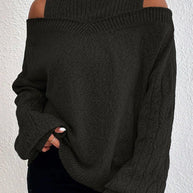 Damen Strickpullover mit lässigem Off-Shoulder Design und hohem Kragen WW