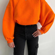 Damen Oversized Sweatshirt mit voluminösen Ärmeln WW
