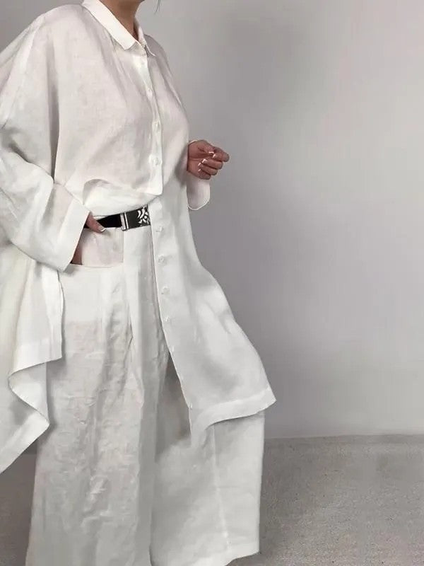 Damen Zweiteiler mit weiter Hose und Taschen