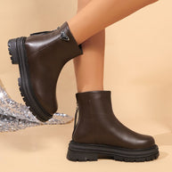 Damen Stiefeletten mit robustem Gummiprofil und modischem Reißverschluss WW