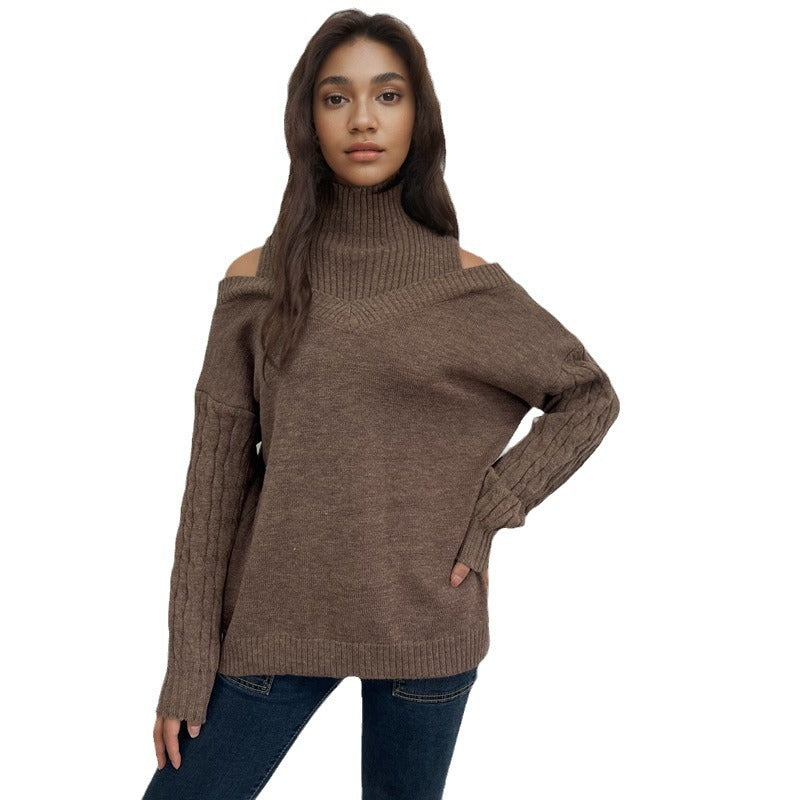 Damen Pullover mit schulterfreiem Design und strukturierten Ärmeln WW