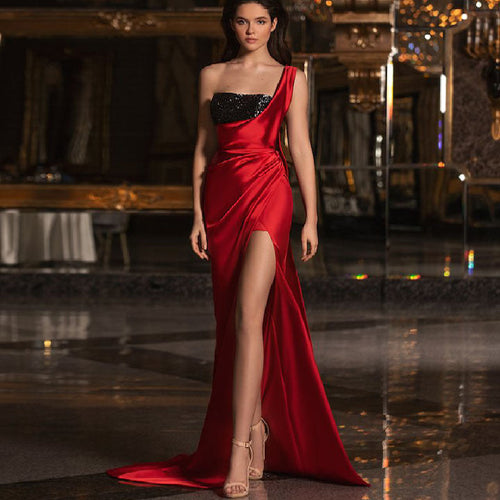 Damen Elegantes Abendkleid mit transparentem Oberteil und hohem Schlitz W&W Mode