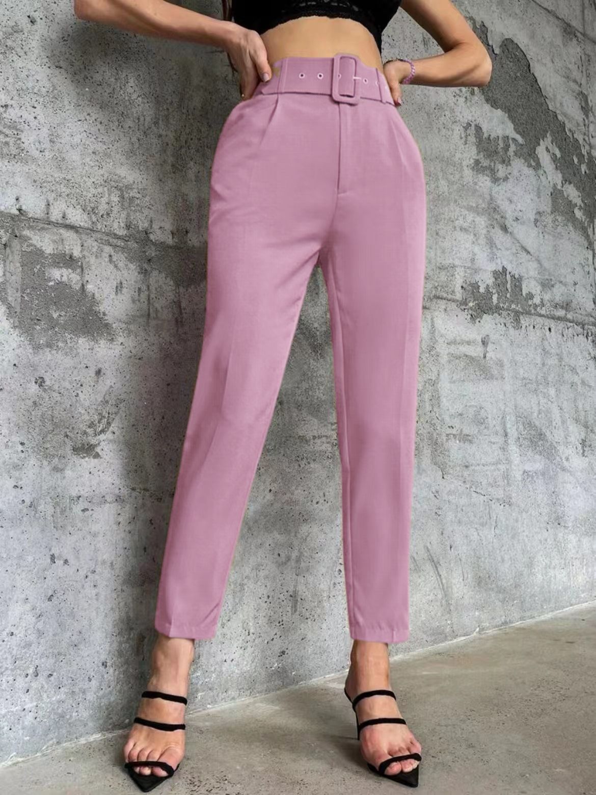 Damen weite Hochbundhose mit schickem Gürtel WW
