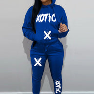 Damen Sportliches Hoodie und Jogginghose Set mit modernem Schriftzug WW